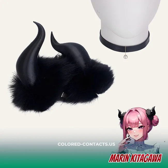 Marin Kitagawa Black Lily Demon Horns & Choker Set