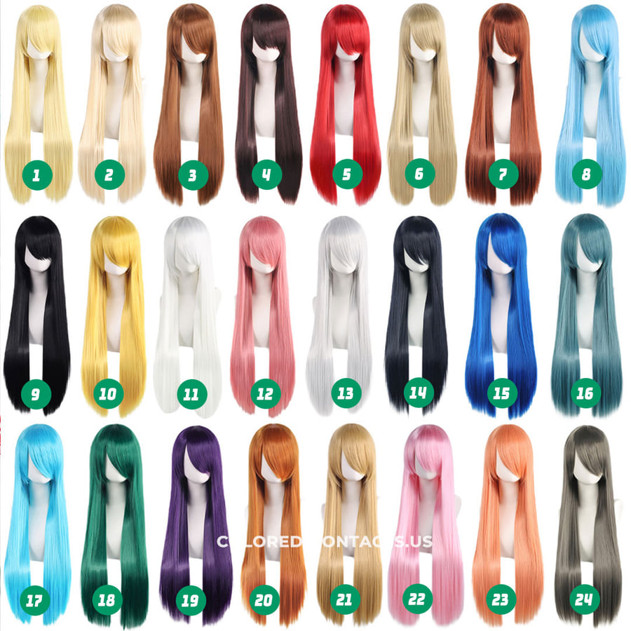 60Cm Universal Straight Cosplay Wig Collection - 24 Colors