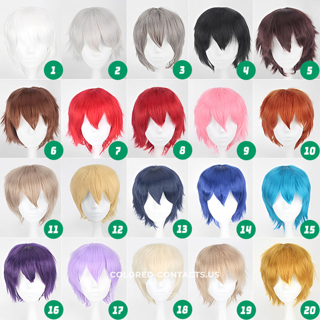 30cm Short Cosplay Wig Collection - 20 Colors