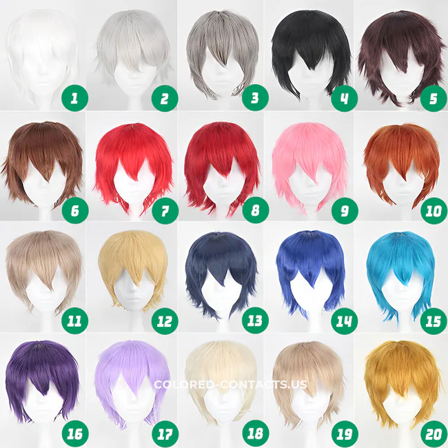 30cm Short Cosplay Wig Collection - 20 Colors