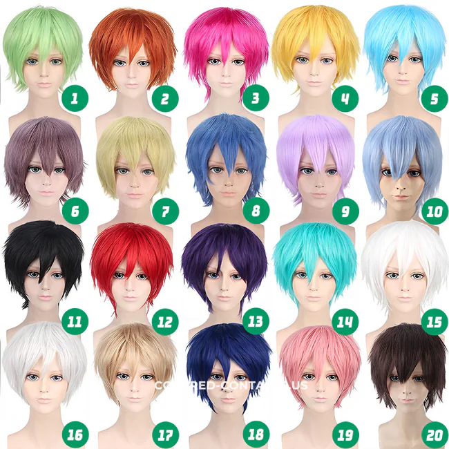 28cm Flipped Short Cosplay Wig Collection - 20 Colors
