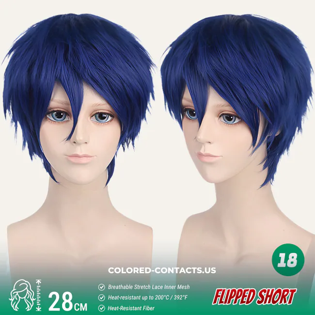 28Cm Flipped Short Cosplay Wig Collection - 20 Colors