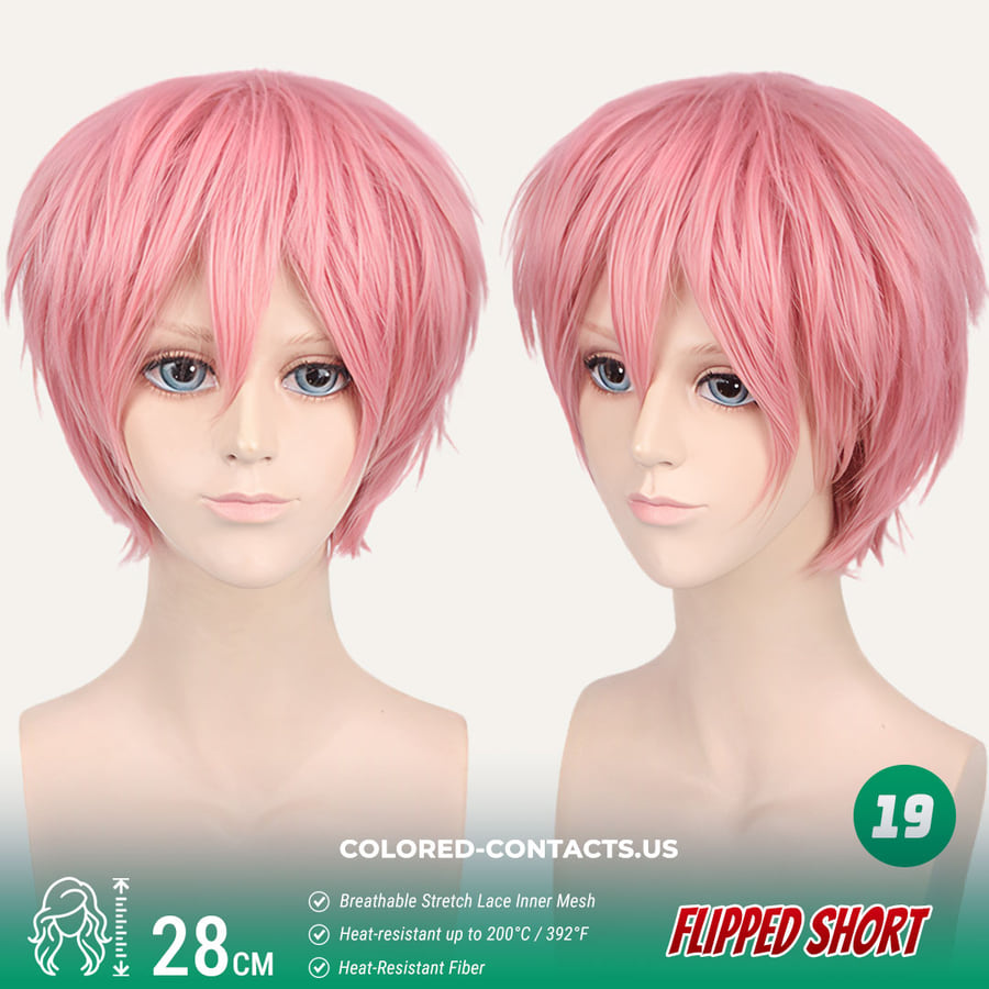 28Cm Flipped Short Cosplay Wig Collection - 20 Colors