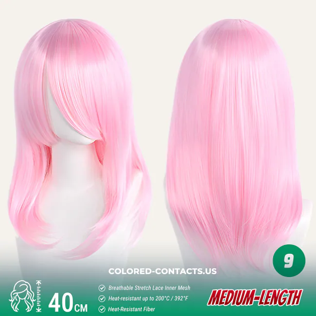 40Cm Medium-Length Inward Curl Cosplay Wig Collection - 24 Colors