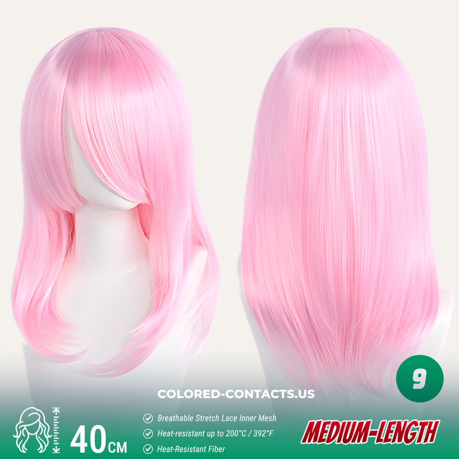 40Cm Medium-Length Inward Curl Cosplay Wig Collection - 24 Colors