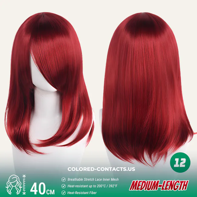 40Cm Medium-Length Inward Curl Cosplay Wig Collection - 24 Colors