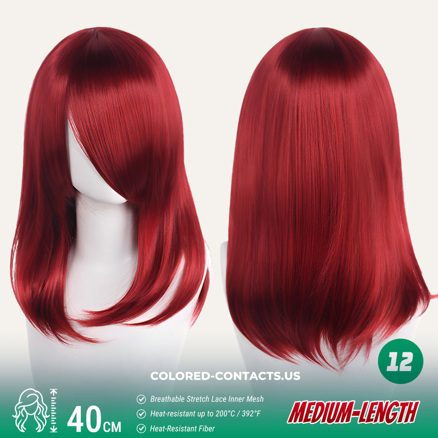 40Cm Medium-Length Inward Curl Cosplay Wig Collection - 24 Colors