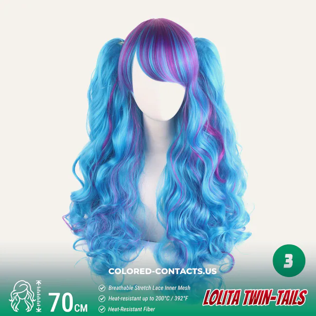70Cm Lolita Twin-Tails Curly Cosplay Wig - 20 Colors - Ccus Eyewear · Premium Colored Contacts 70Cm Lolita Twin-Tails Curly Cosplay Wig - 20 Colors