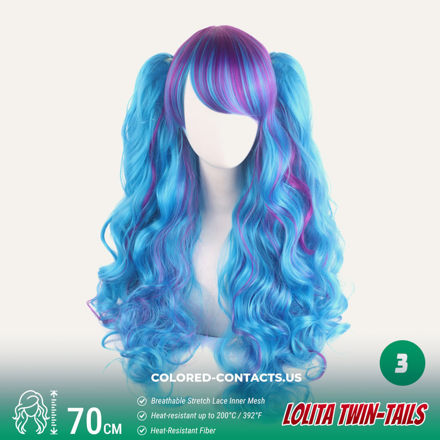 70Cm Lolita Twin-Tails Curly Cosplay Wig - 20 Colors - Ccus Eyewear · Premium Colored Contacts 70Cm Lolita Twin-Tails Curly Cosplay Wig - 20 Colors
