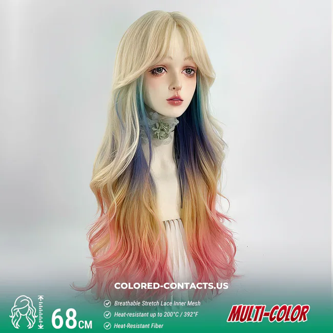 68cm Multi-Color Gradient Cosplay Wig - Twilight Blend