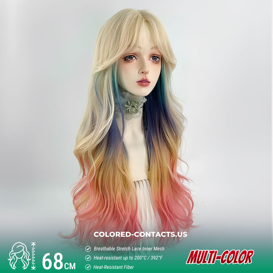 68Cm Multi-Color Gradient Cosplay Wig - Twilight Blend