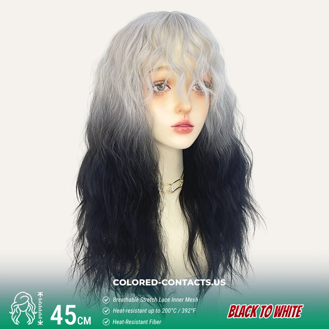 Gothic Elf Cosplay Wig - Black to White Gradient