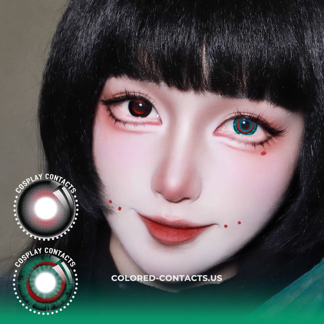 Ghost Red-Black + Bone-Devouring Insect Green Cosplay Contact Lenses