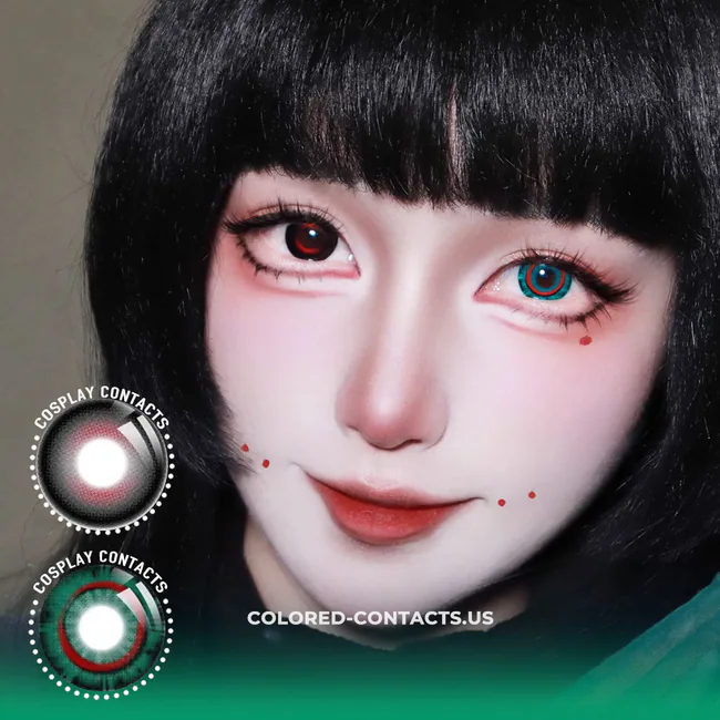Ghost Red-Black + Bone-Devouring Insect Green Cosplay Contact Lenses - Ccus Eyewear · Premium Colored Contacts Ghost Red-Black + Bone-Devouring Insect Green Cosplay Contact Lenses