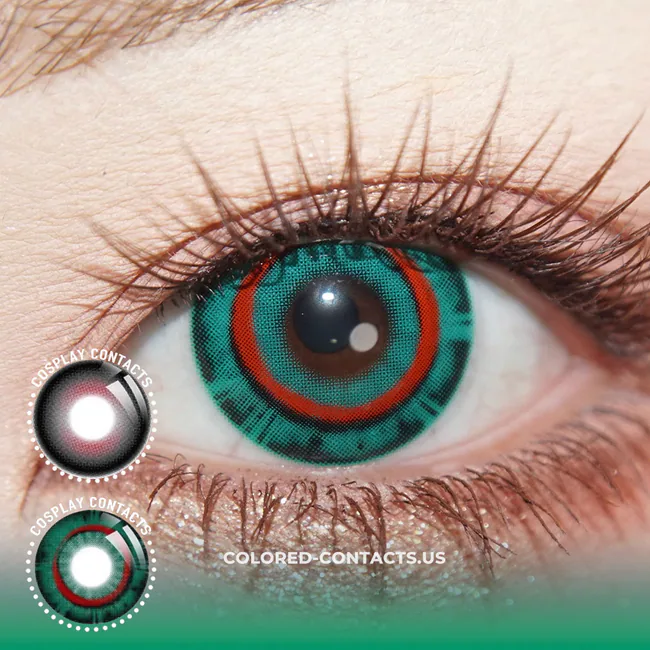 Ghost Red-Black + Bone-Devouring Insect Green Cosplay Contact Lenses - Ccus Eyewear · Premium Colored Contacts Ghost Red-Black + Bone-Devouring Insect Green Cosplay Contact Lenses