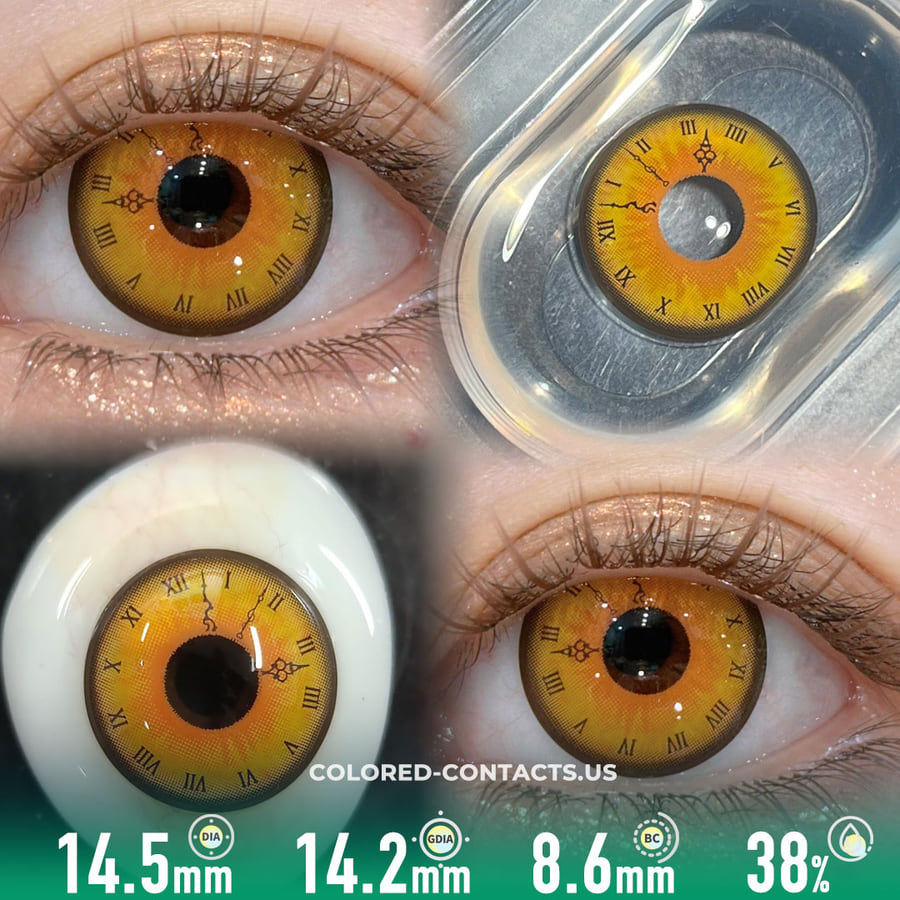 Yellow Clock Eye Cosplay Colored Contacts - Ccus Eyewear · Premium Colored Contacts Yellow Clock Eye Cosplay Colored Contacts