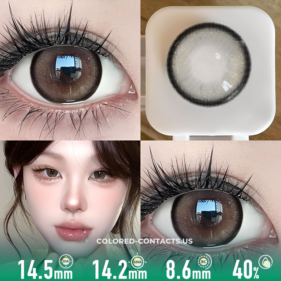 Golden Sparkle Black Rim Circle Contacts - Ccus Eyewear · Premium Colored Contacts Golden Sparkle Black Rim Circle Contacts