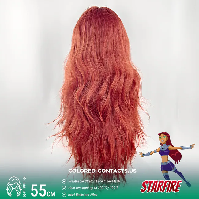 Starfire Cosplay Wig - Ccus Eyewear · Premium Colored Contacts Starfire Cosplay Wig - Starfire Cosplay Wig Rear