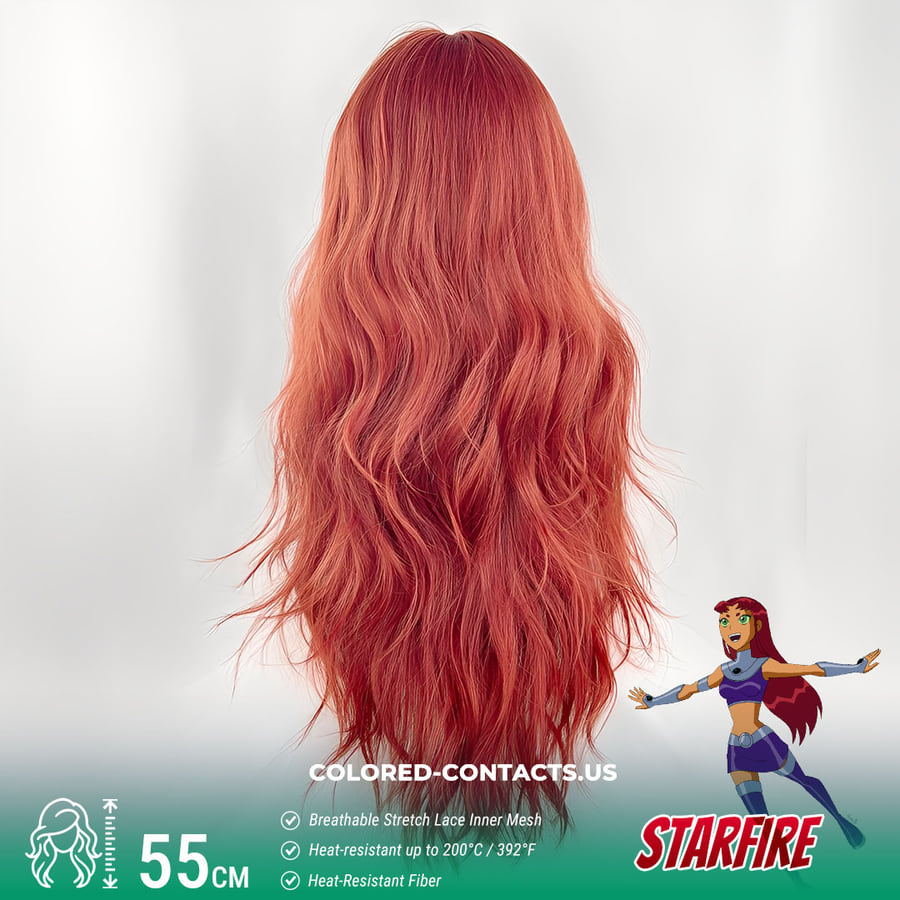 Starfire Cosplay Wig - Ccus Eyewear · Premium Colored Contacts Starfire Cosplay Wig - Starfire Cosplay Wig Rear