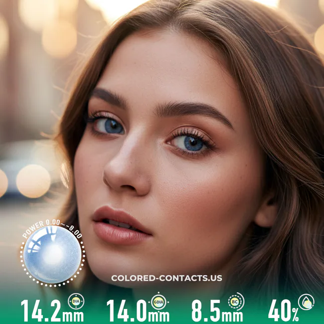 Crystal Blue Shimmer Daily Colored Contacts - 10 Lenses