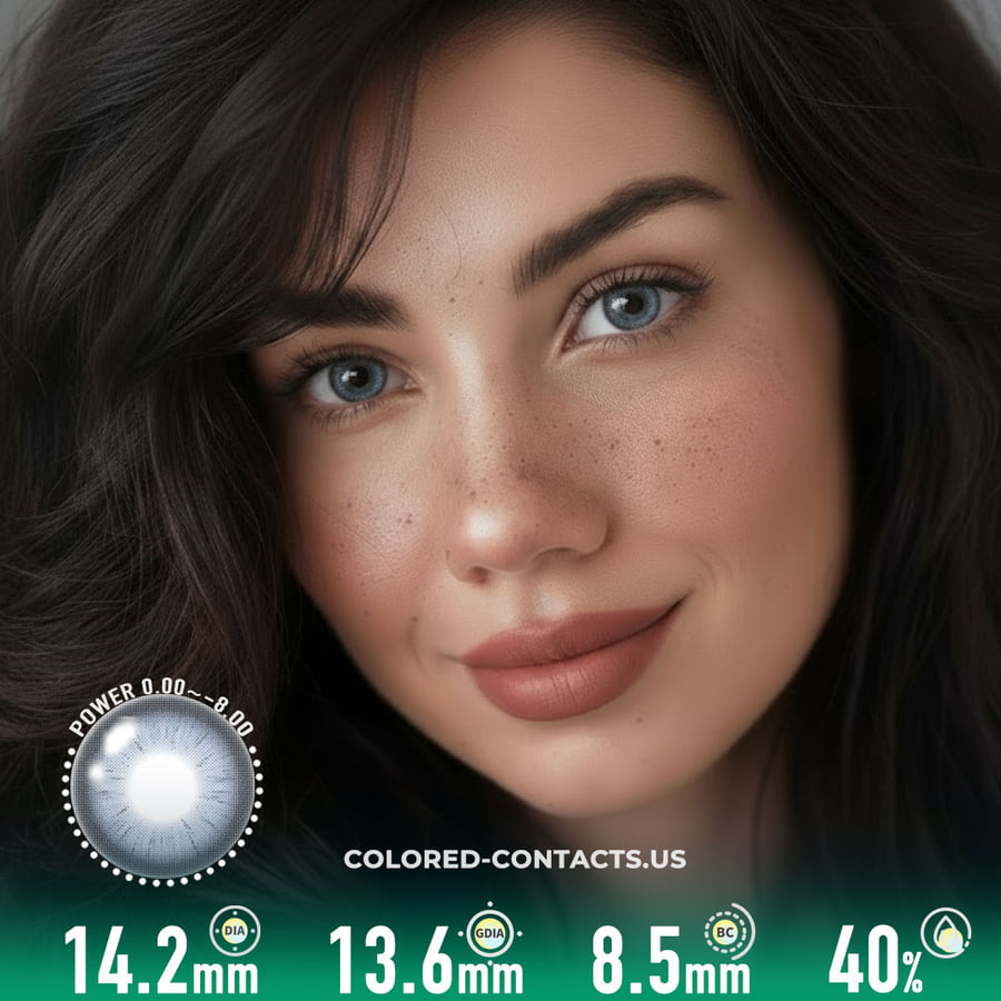Enchanting Blue-Grey Circle Contact Lenses - Ccus Eyewear · Premium Colored Contacts Enchanting Blue-Grey Circle Contact Lenses