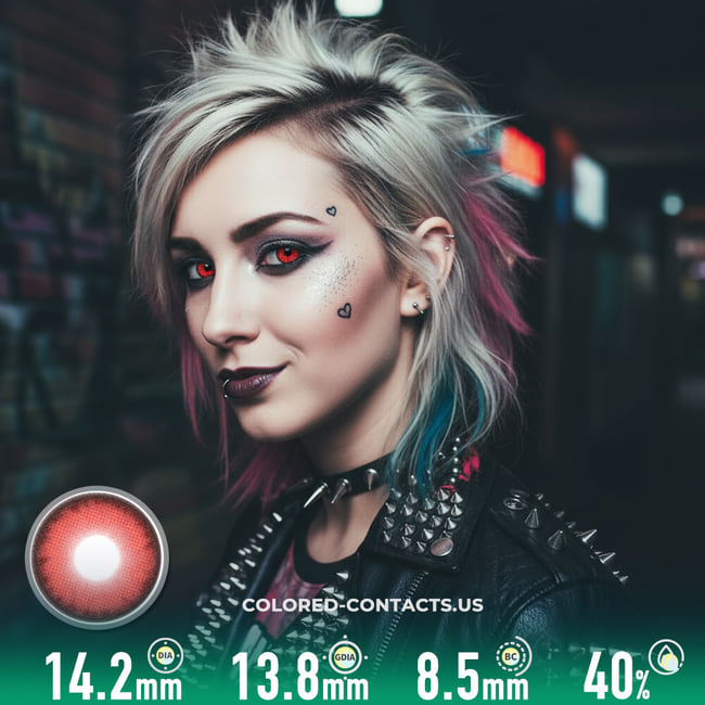 Storm Red Contact Lenses - Y2K Electric Red Colored Contacts