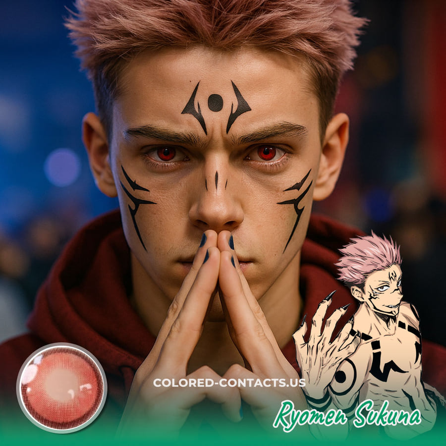 Ryomen Sukuna Cosplay Contact Lenses - Red King Of Curses Contacts