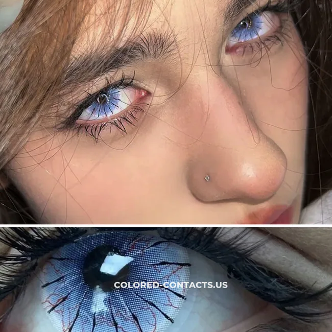 Blue Spider Web Colored Contacts  | 4-Piece Set