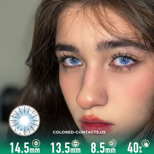 Blue Spider Web Colored Contacts  | 4-Piece Set