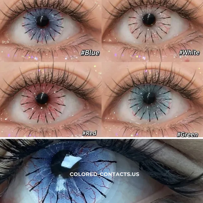 Blue Spider Web Colored Contacts  | 4-Piece Set