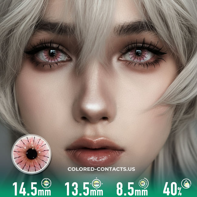 Pink Spider Web Colored Contacts | 4-Piece Set