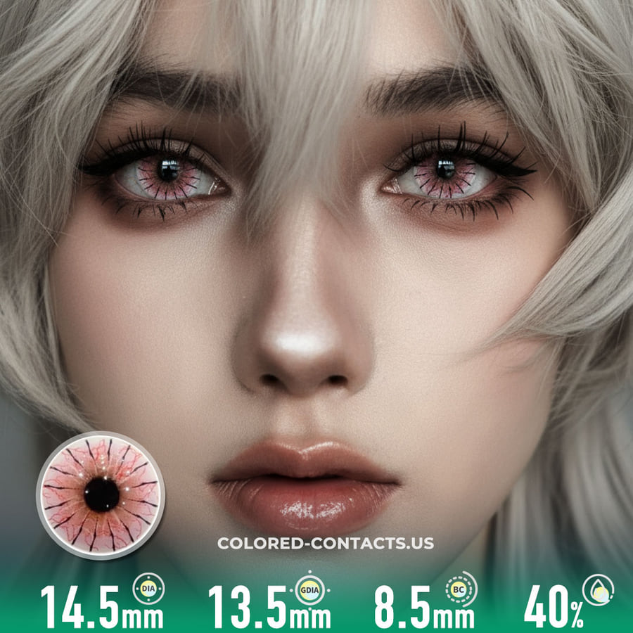 Pink Spider Web Colored Contacts  | 4-Piece Set