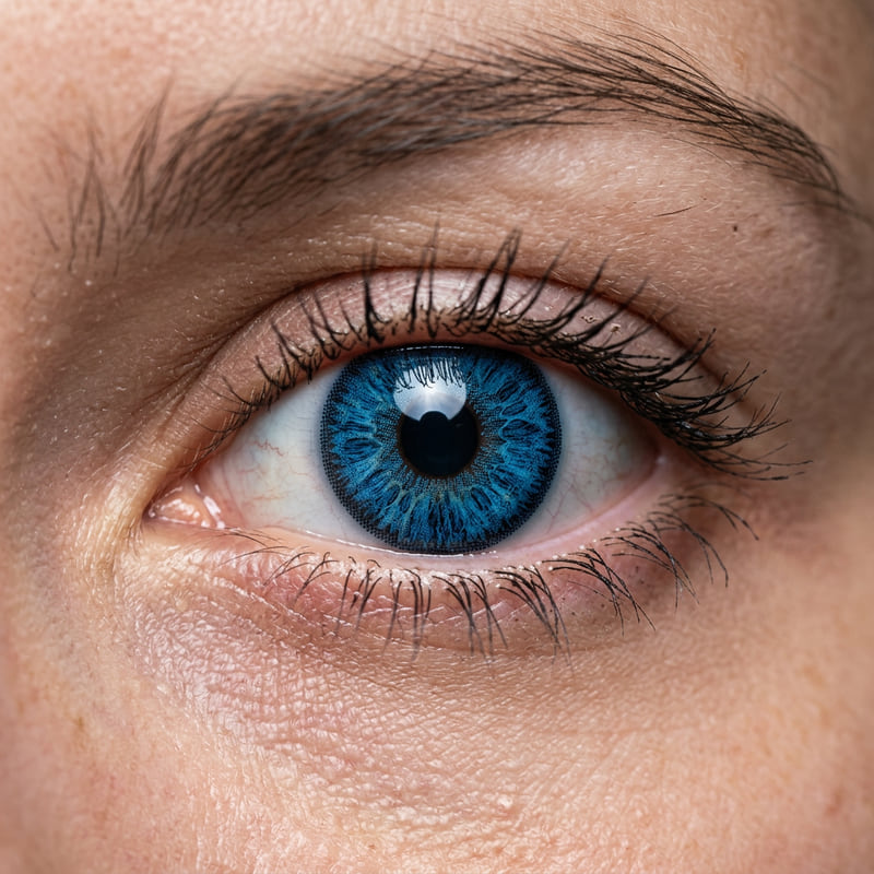 Blue Colored Contact Lens On Eye