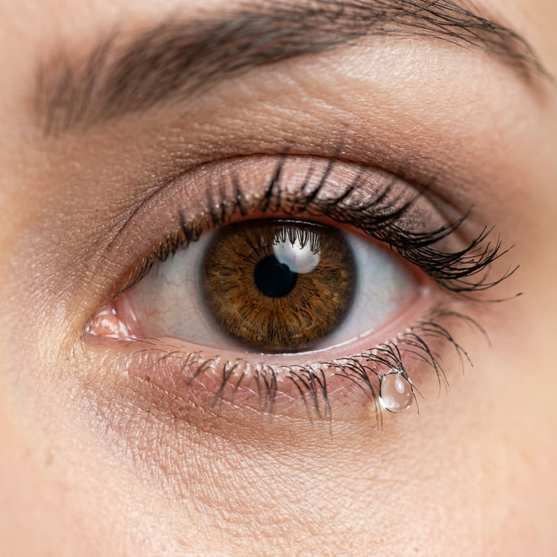 Brown Colored Contact Lens With Tear