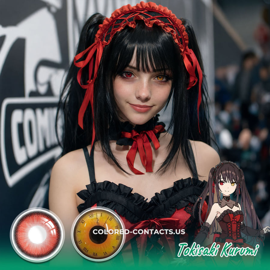 Tokisaki Kurumi Cosplay Contact Lenses For A Striking Heterochromia Clock-Eye Loo