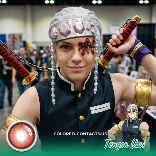 Tengen Uzui Cosplay Contact Lenses for a Flashy Red-Eyed Sound Hashira Look