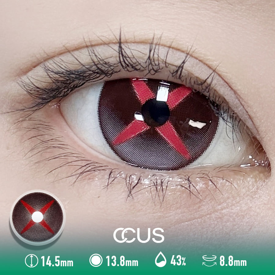 Arlecchino Cosplay Contact Lenses - Ccus Eyewear · Premium Colored Contacts Arlecchino Cosplay Contact Lenses For A Black Lens With Red Cross-Shaped Pupils