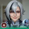 Arlecchino Cosplay Contact Lenses For A Black Lens With Red Cross-Shaped Pupils
