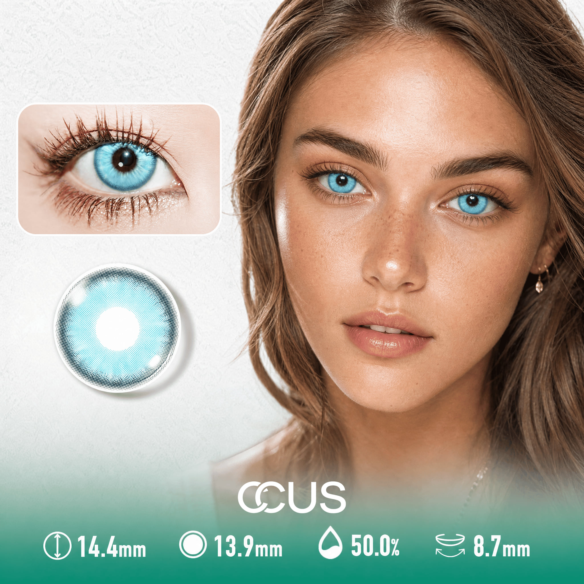 Glacier Cyan Blue Contact Lenses - Ccus Eyewear · Premium Colored Contacts Glacier Cyan Blue Contact Lenses