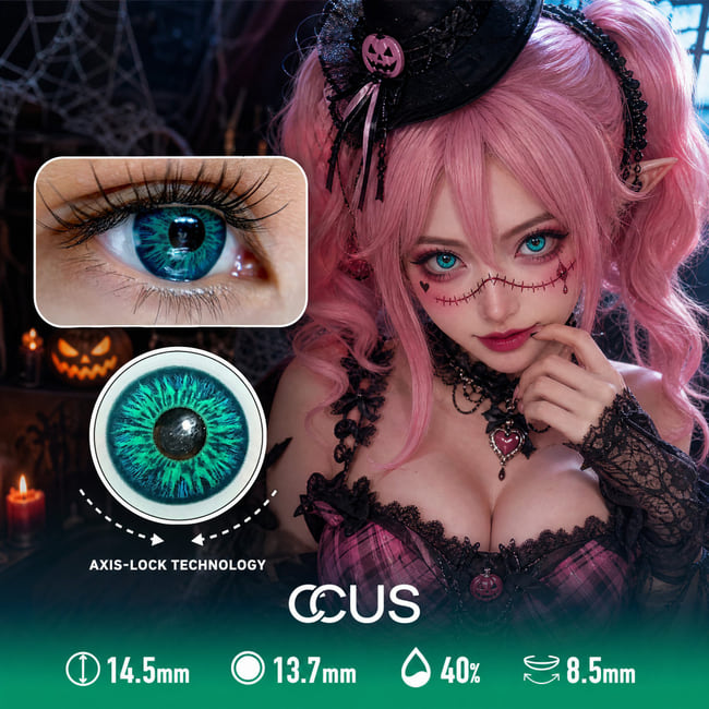 Lightning Starburst Halloween Green spooky radial Contact Lenses
