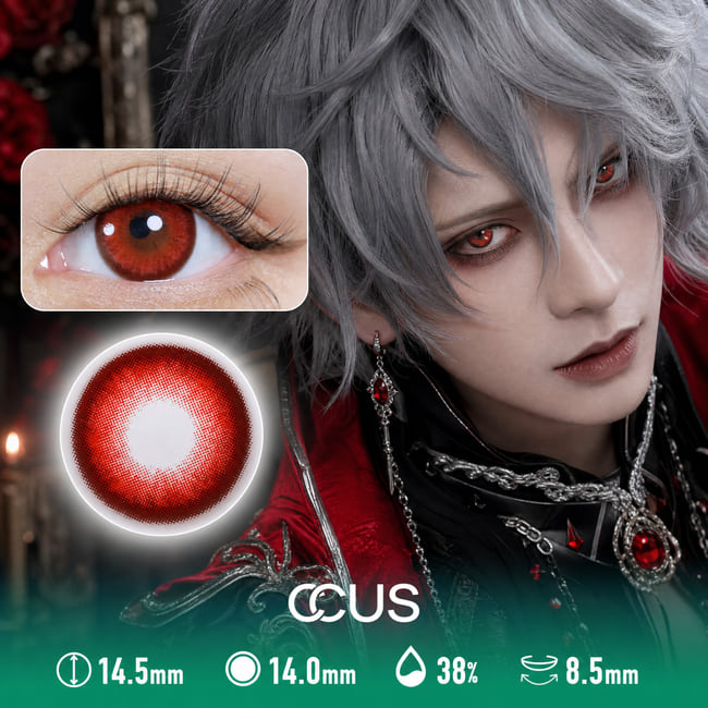 Dot Matrix Mesh Red Cosplay Gothic Dramatic Contact Lenses