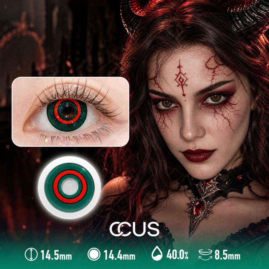Crimson Orbit Emerald Green Contact Lenses