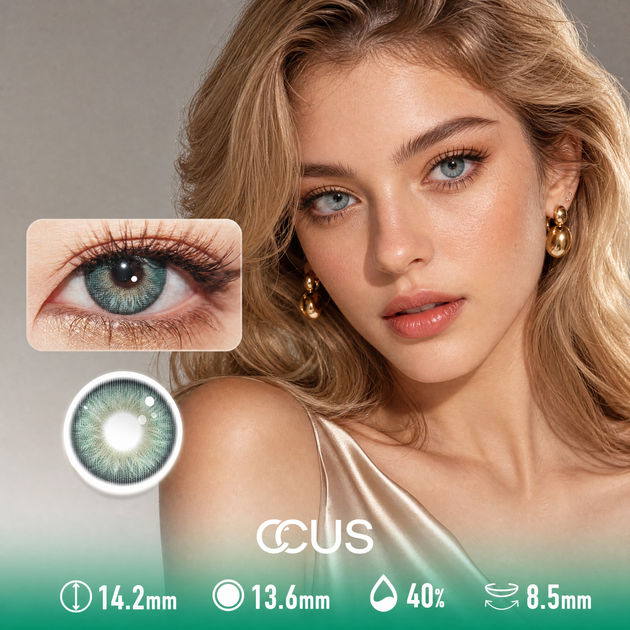 Lisbon Peony Moss Green Contact Lenses