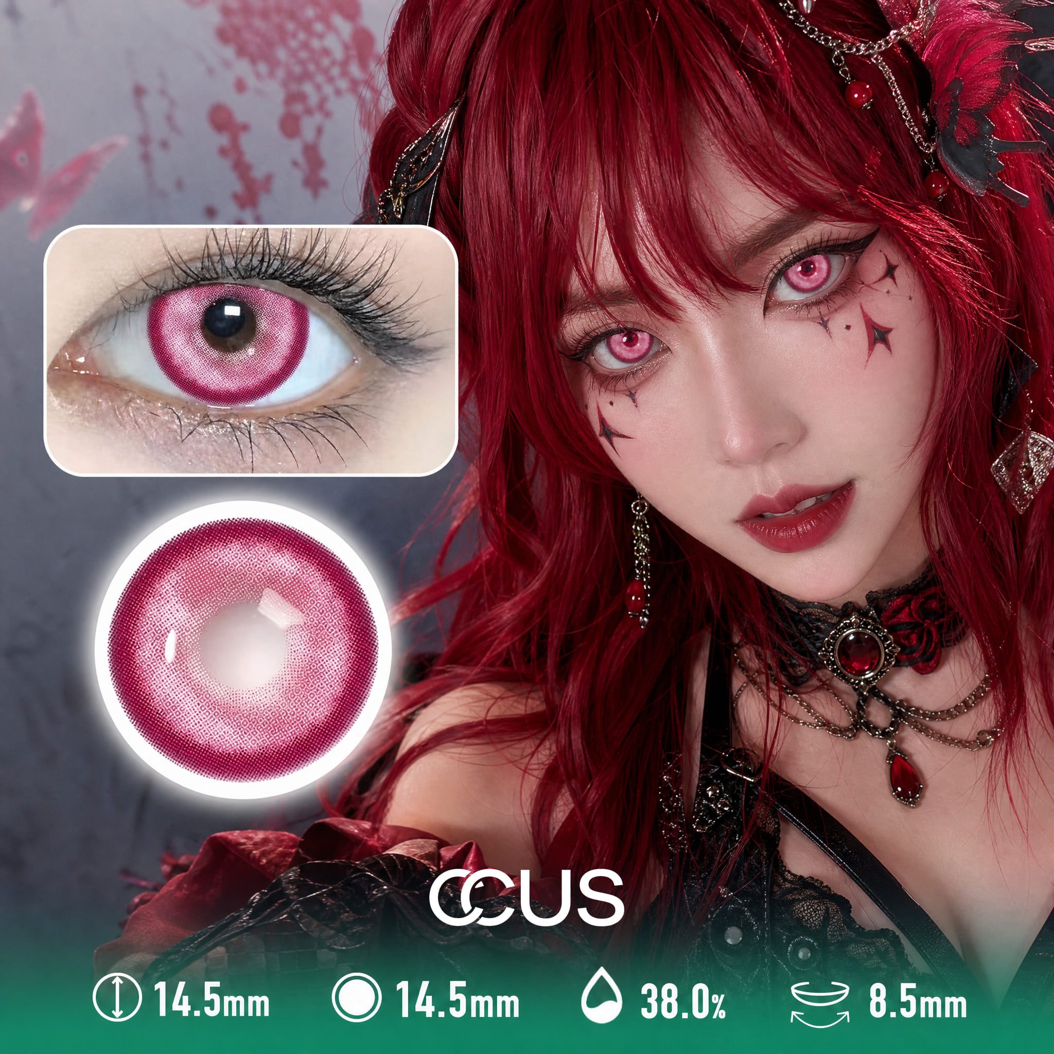 Confetti Pink Party Contact Lenses - Ccus Eyewear · Premium Colored Contacts Confetti Pink Party Contact Lenses