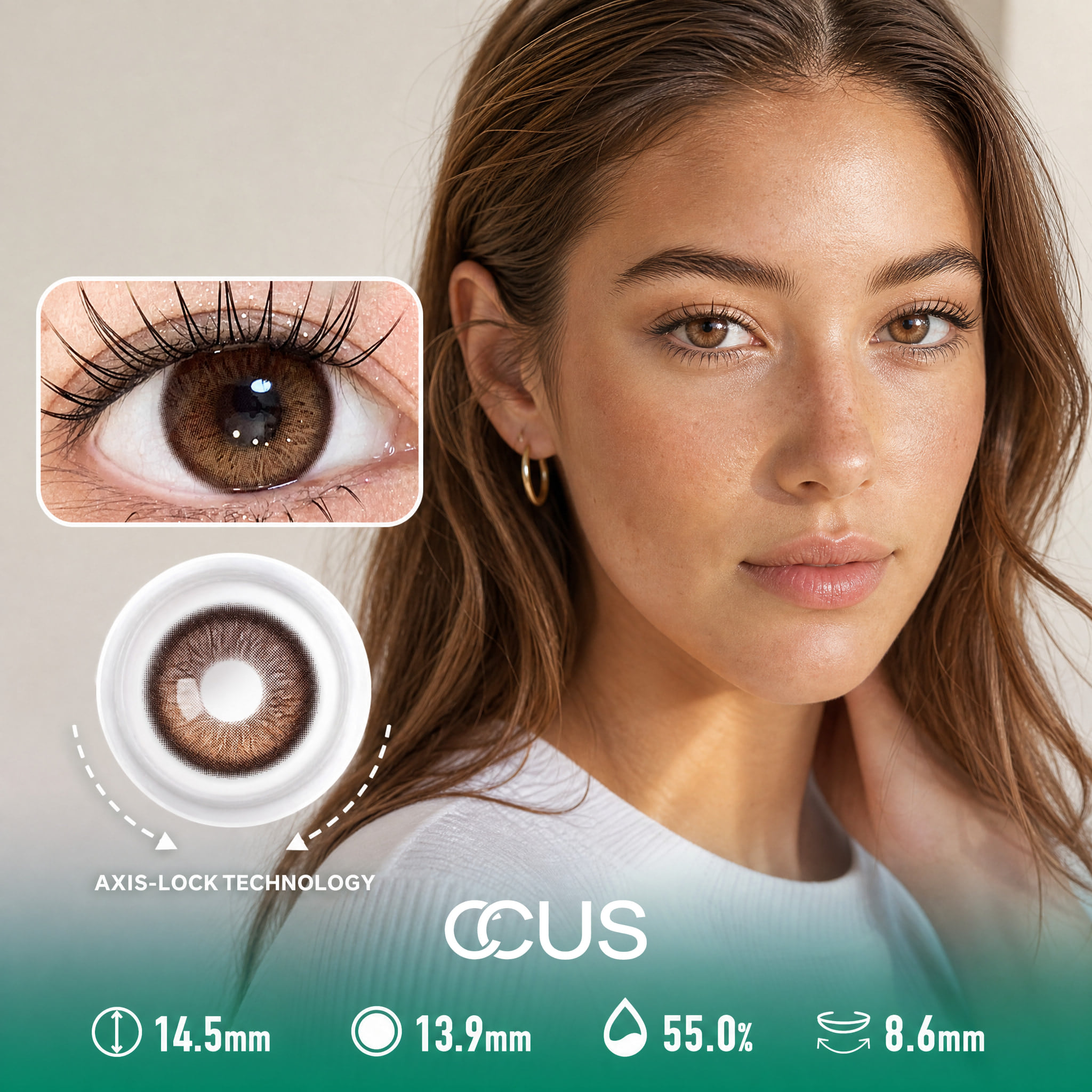 Window Seat Hazel Brown Contact Lenses - Ccus Eyewear · Premium Colored Contacts Window Seat Hazel Brown Contact Lenses