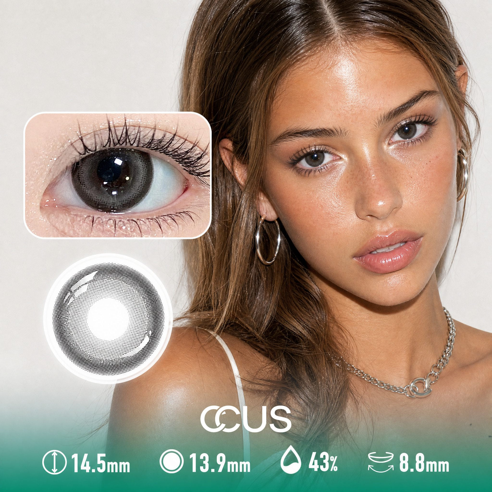 Mirror Flash Smoke Grey Contact Lenses - Ccus Eyewear · Premium Colored Contacts Mirror Flash Smoke Grey Contact Lenses