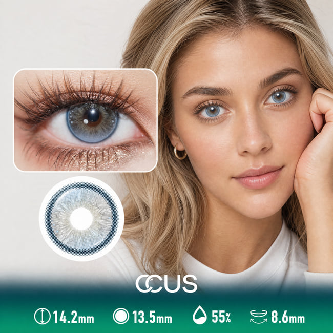 Morning Linen Grey Azure Blue Contact Lenses