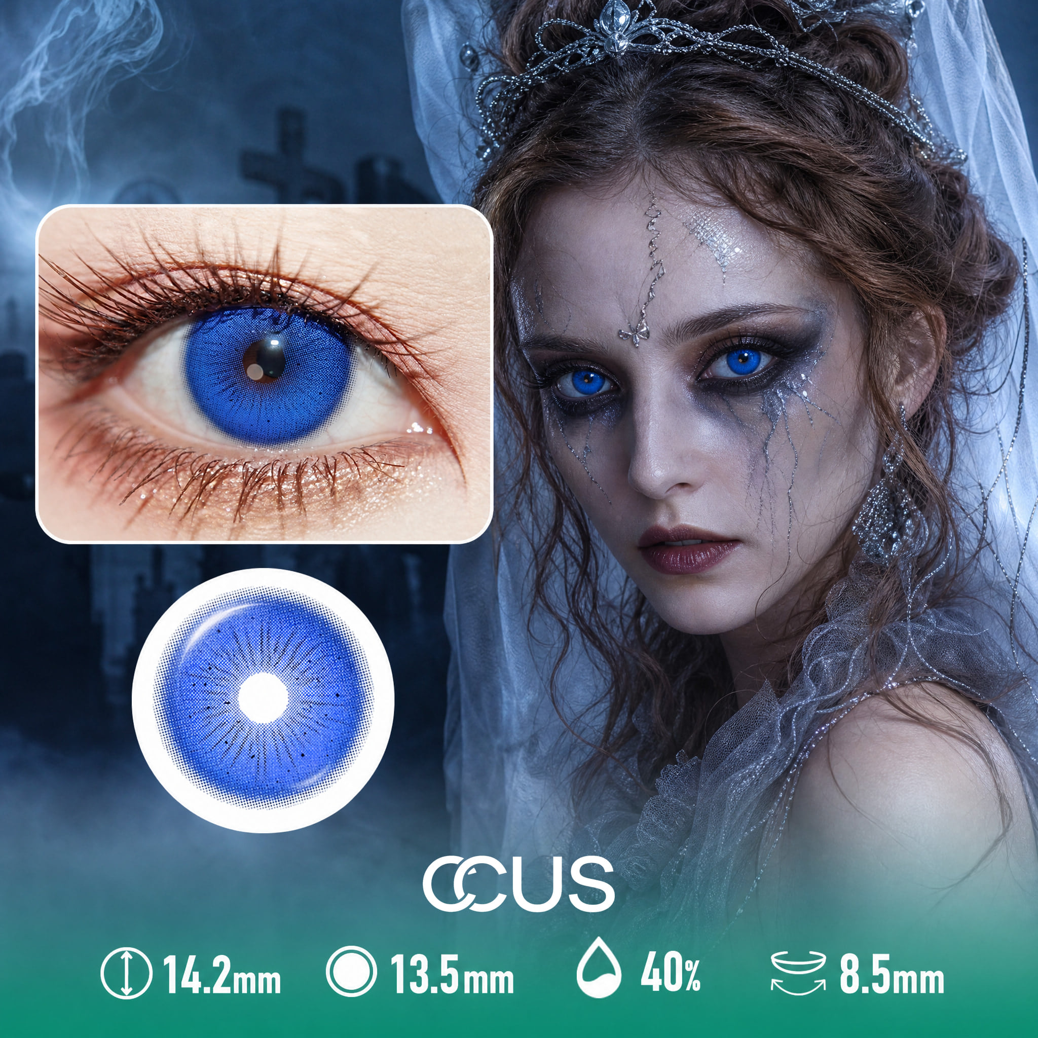 Haunted Blue Halloween Contact Lenses - Ccus Eyewear · Premium Colored Contacts Haunted Blue Halloween Contact Lenses