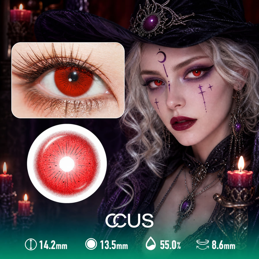 Highly Saturated Red Halloween Contact Lenses