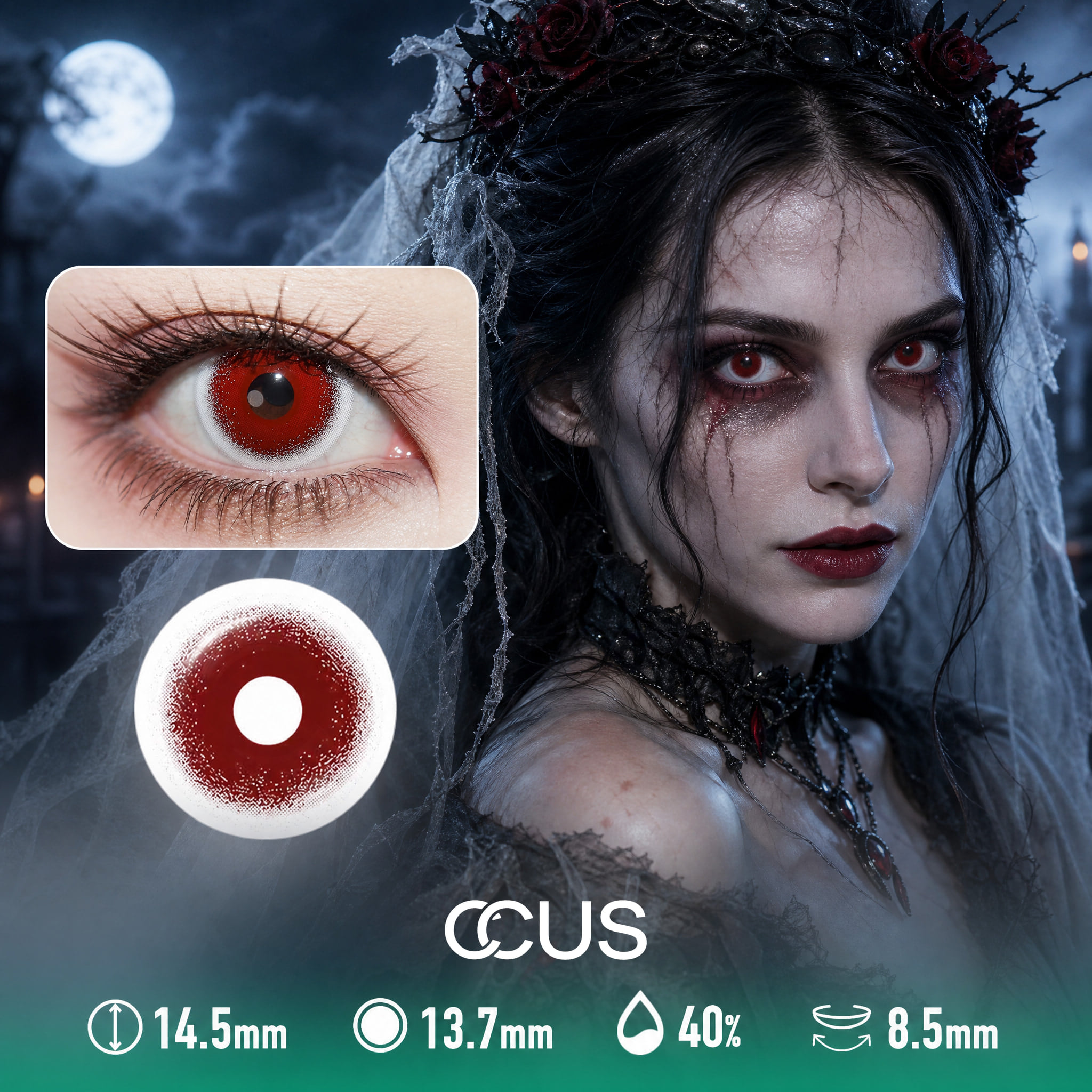 Cursed Red Halloween Contact Lenses - Ccus Eyewear · Premium Colored Contacts Cursed Red Halloween Contact Lenses